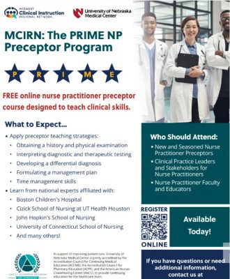 Preceptor flyer to advertise free class with a qr code.